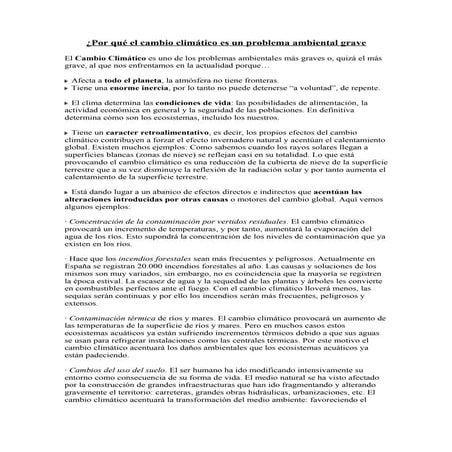 Por qué el cambio climático es un problema ambiental grave