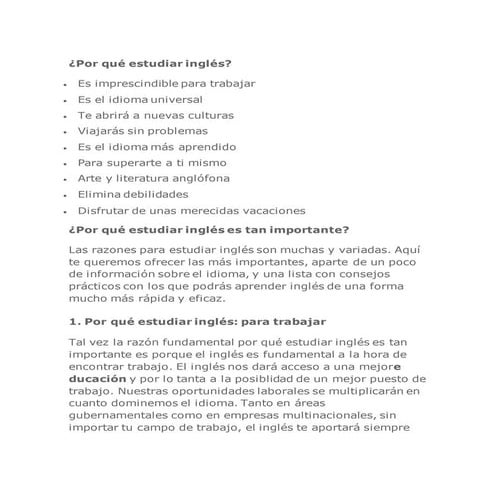 Por qué estudiar inglés