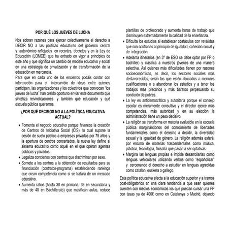 Porqué los jueves de lucha