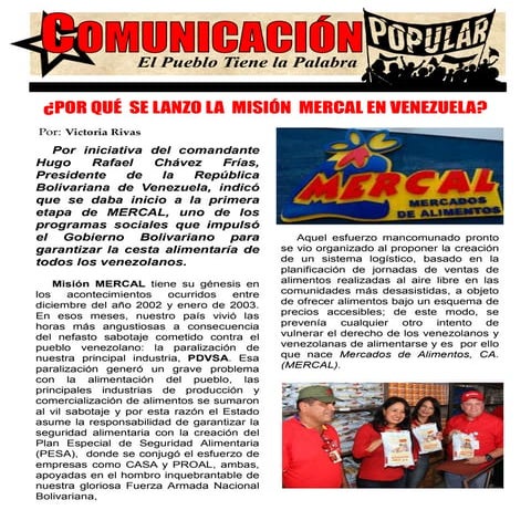 ¿Por Qué  se Lanzo la  Misión  Mercal en Venezuela?