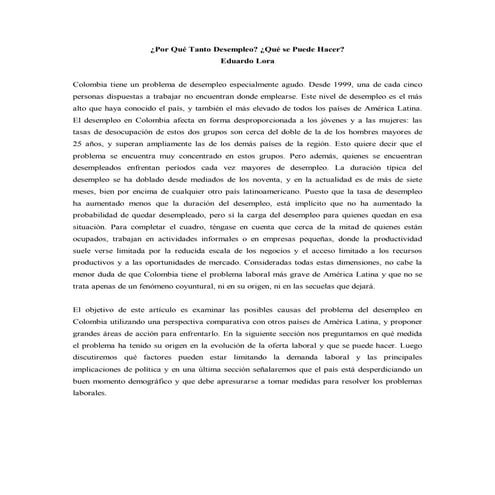 ¿Por qué tanto desempleo?