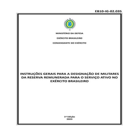 Portaria do Comando do Exército Brasileiro sobre retorno para o serviço ativo...