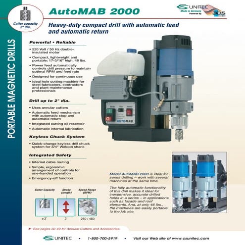CS Unitec Portable Magnetic Drills: AutoMAB 2000