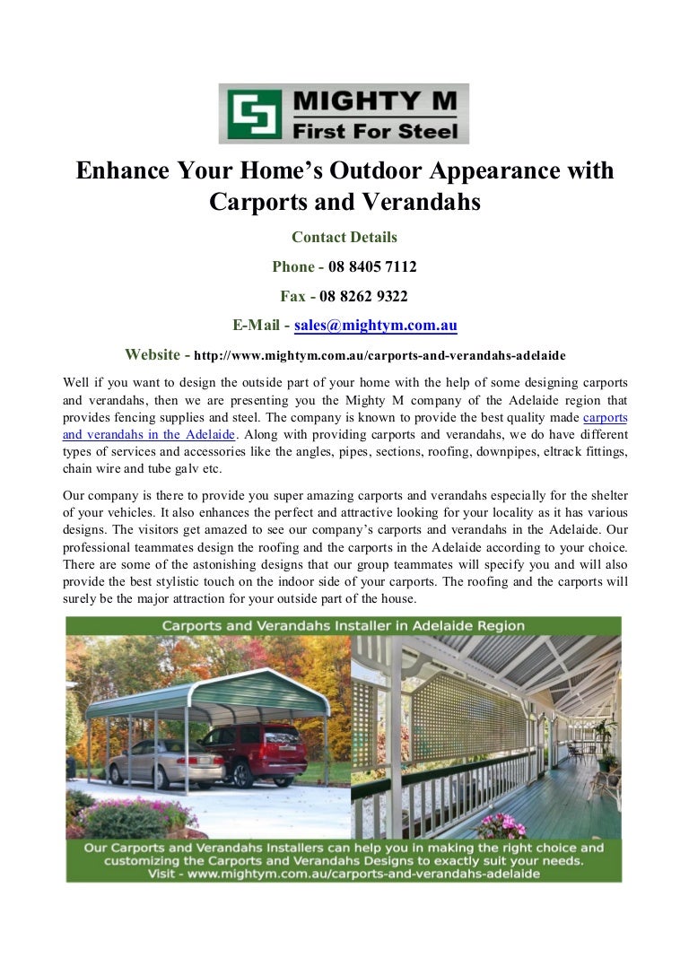 Portable Or Fixed Customized Carports And Verandahs