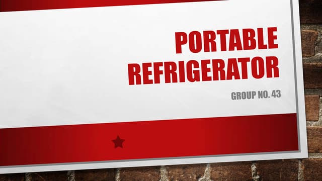 Portable Refrigerator Engineering d...
