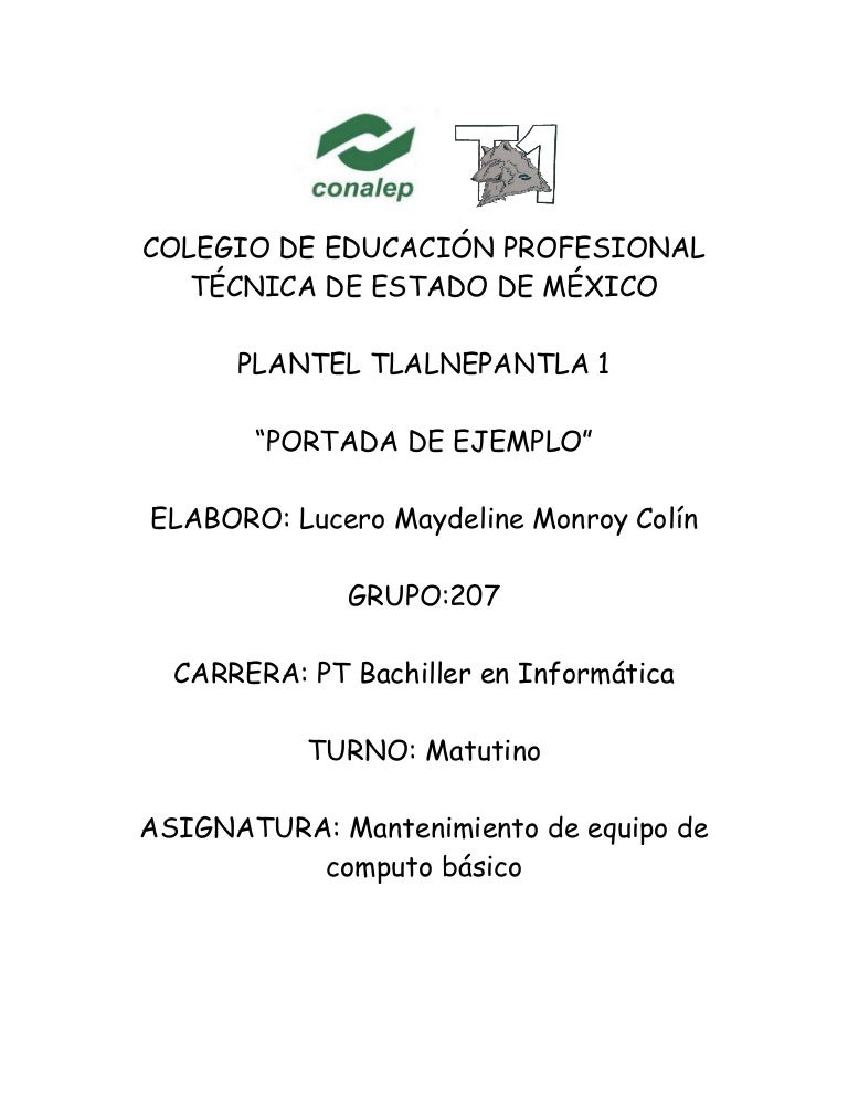 portada de ejemplo portadas de trabajo