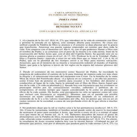 Porta fide , Benedicto XVI Carta Apostolica