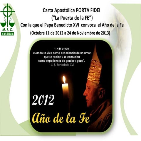 Carta Apostólica PORTA FIDEI "resumen"