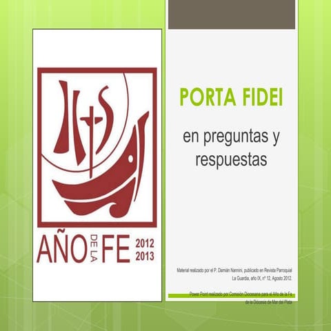 Porta fidei en preguntas | Diócesis de Mar del Plata