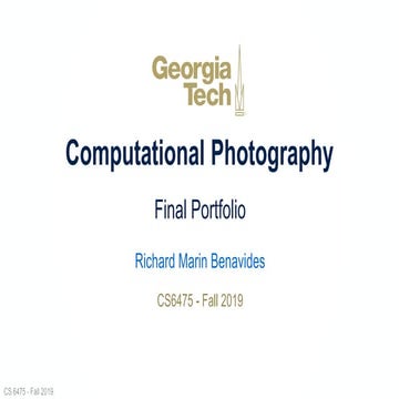 Portfolio for Computational Photography course at Georgia Tech OMSCS.