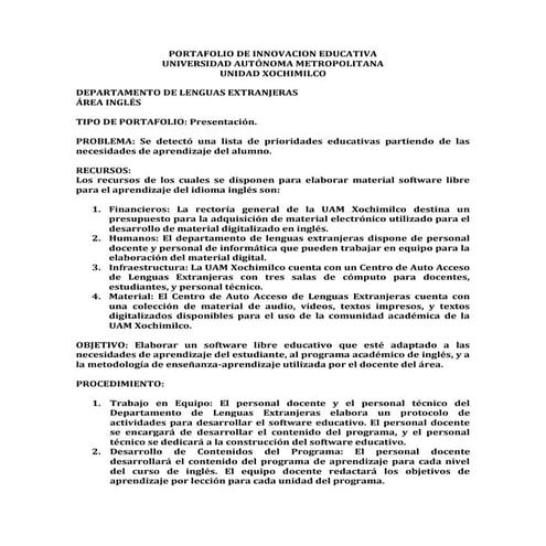 Portafolio de innovacion educativa