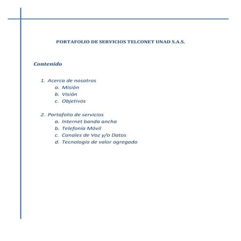 Portafolio de servicios Telconet UNAD S.A.S.