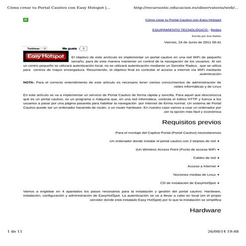 Portal cautivo usando Easy Hotspot