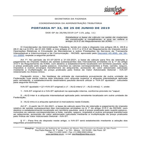 Portaria CAT 32 2019