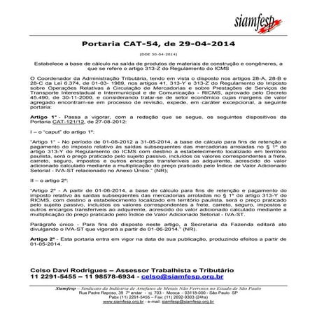 PORTARIA CAT 54/2014