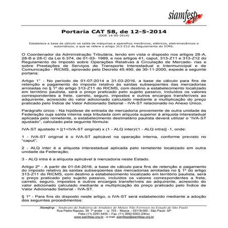 PORTARIA CAT 58 2014