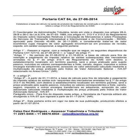 PORTARIA CAT 84 2014