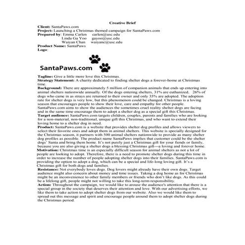 Creative Brief/ Copywriting