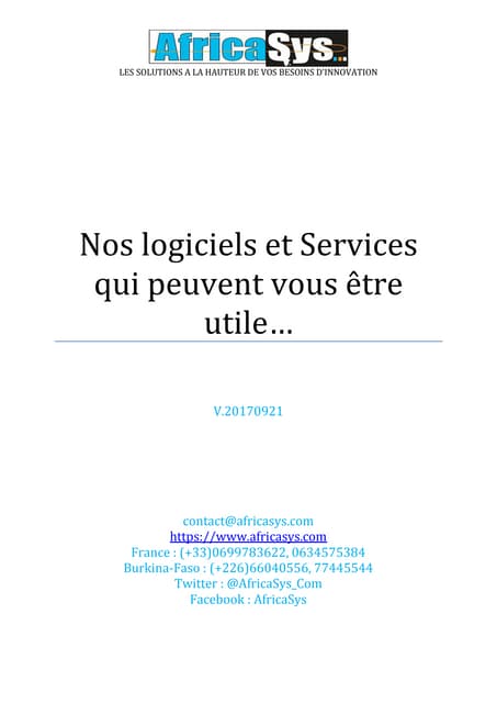 AfricaSys SARL Portefolio Nous pouv...