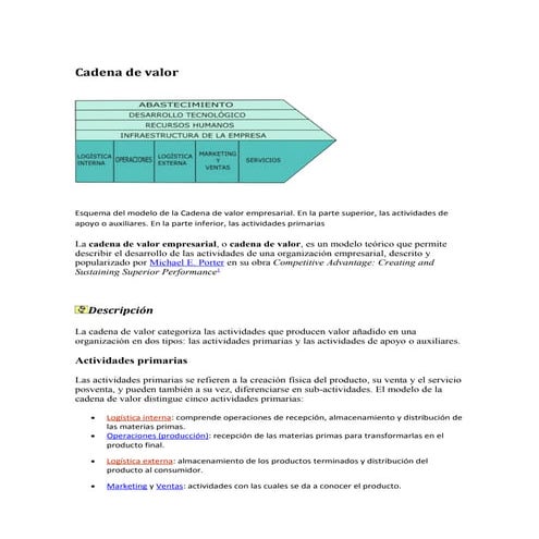 Actividades de la cadena de valor de porter | PDF