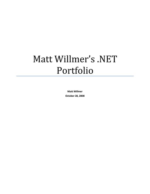.NET Portfolio