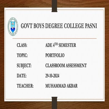 Portfolio.pdf Educational Assessment Class room assessment