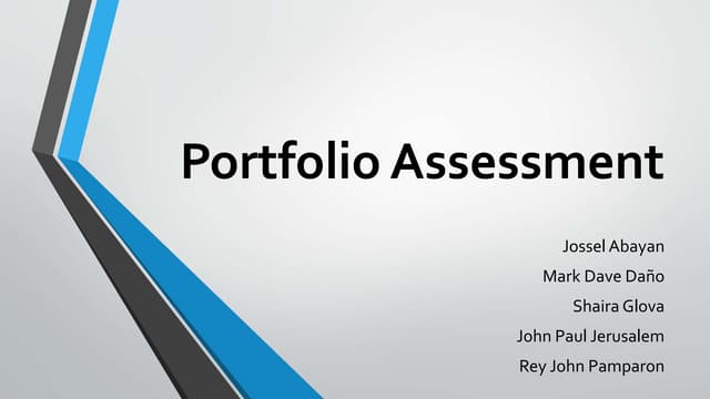 Portfolio Assessment