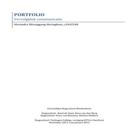 Portfolio communicatie vervolgblok