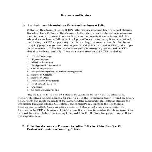 Lecture 1c: Collection Development | PPT