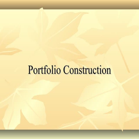 Portfolio const & evaluation