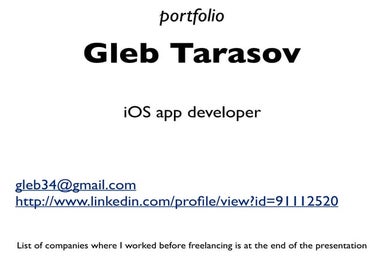 Gleb Tarasov. Portfolio