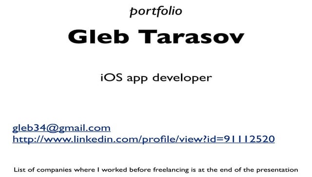 Gleb Tarasov. Portfolio