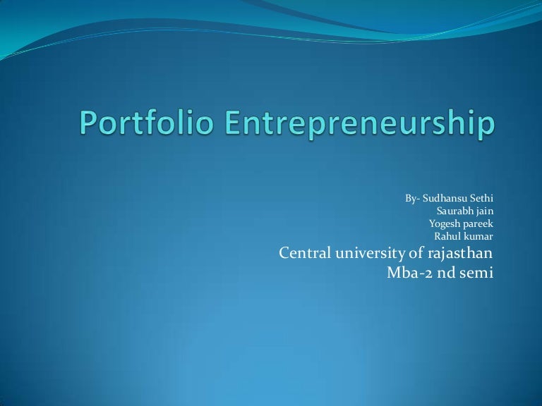 Portfolio entrepreneurship