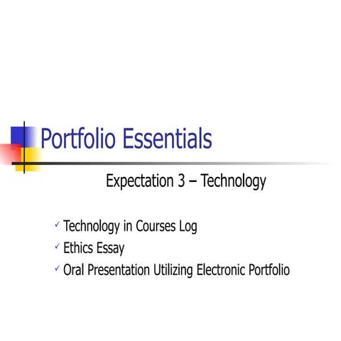 Portfolio Essentials: Expectation 3