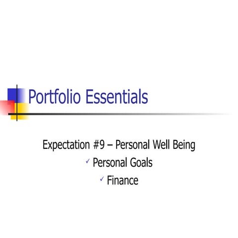 Portfolio Essentials: Expectation 9