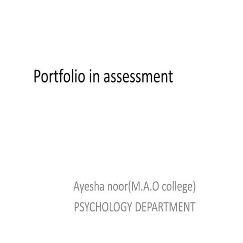 Portfolio in assessment method