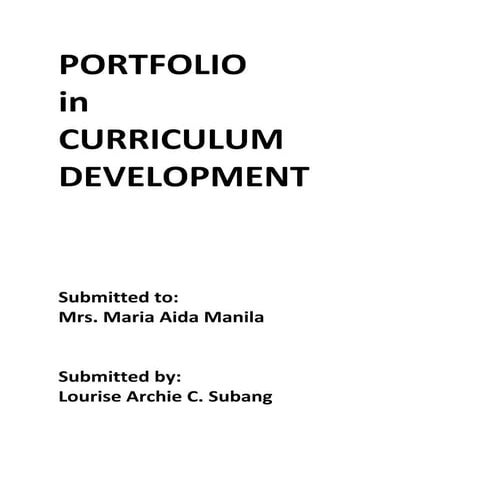 Portfolio In Curriculum Development Pdf
