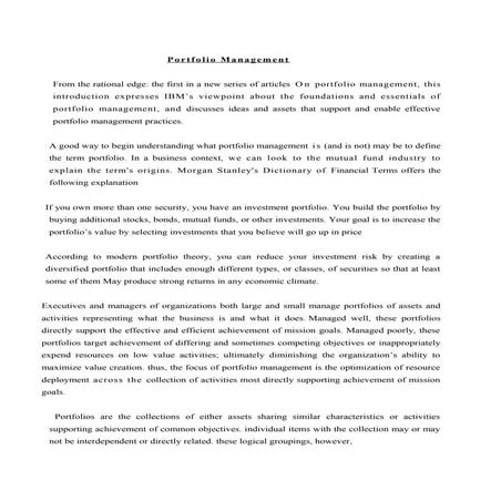 Port folio management