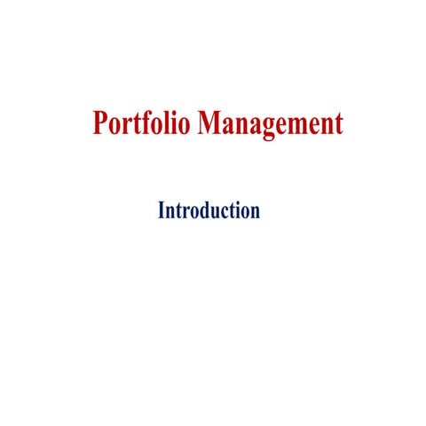 Portfolio management   introduction