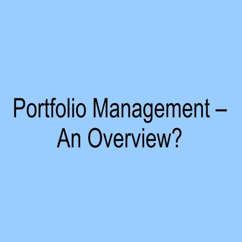 What is Portfolio Management