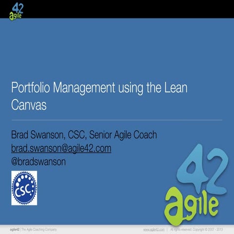 Portfolio management lean canvas
