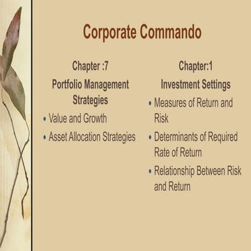 Portfolio management strategies