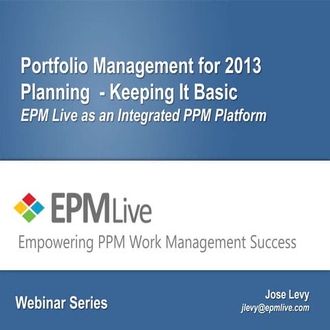 Portfolio Planning for 2013 - Keeping It Basic