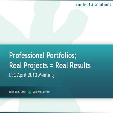 Professional Portfolios; Real Projects = Real Results