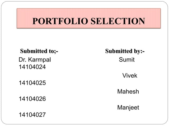 Portfolio selection final