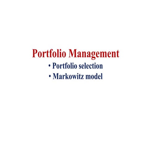 Portfolio selection, markowitz model