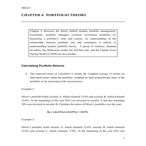 Portfolio theory chapter