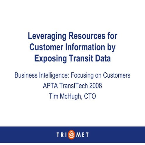 Portland TriMet Presentation On Data Sharing (Updated Version)