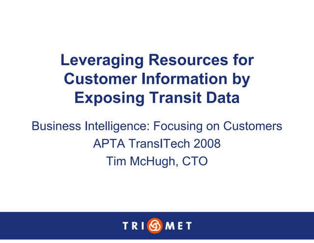 Portland TriMet Presentation On Data Sharing (Updated Version)