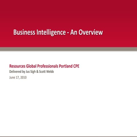 RGP Business Intelligence Overview